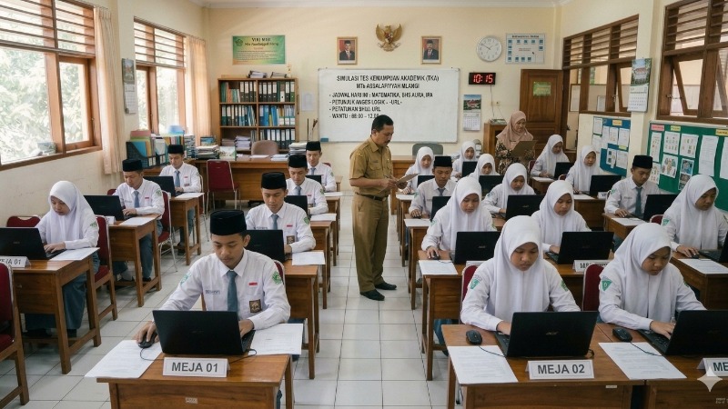 MTs Assalafiyyah Mlangi Laksanakan Simulasi Tes Kemampuan Akademik (TKA) 